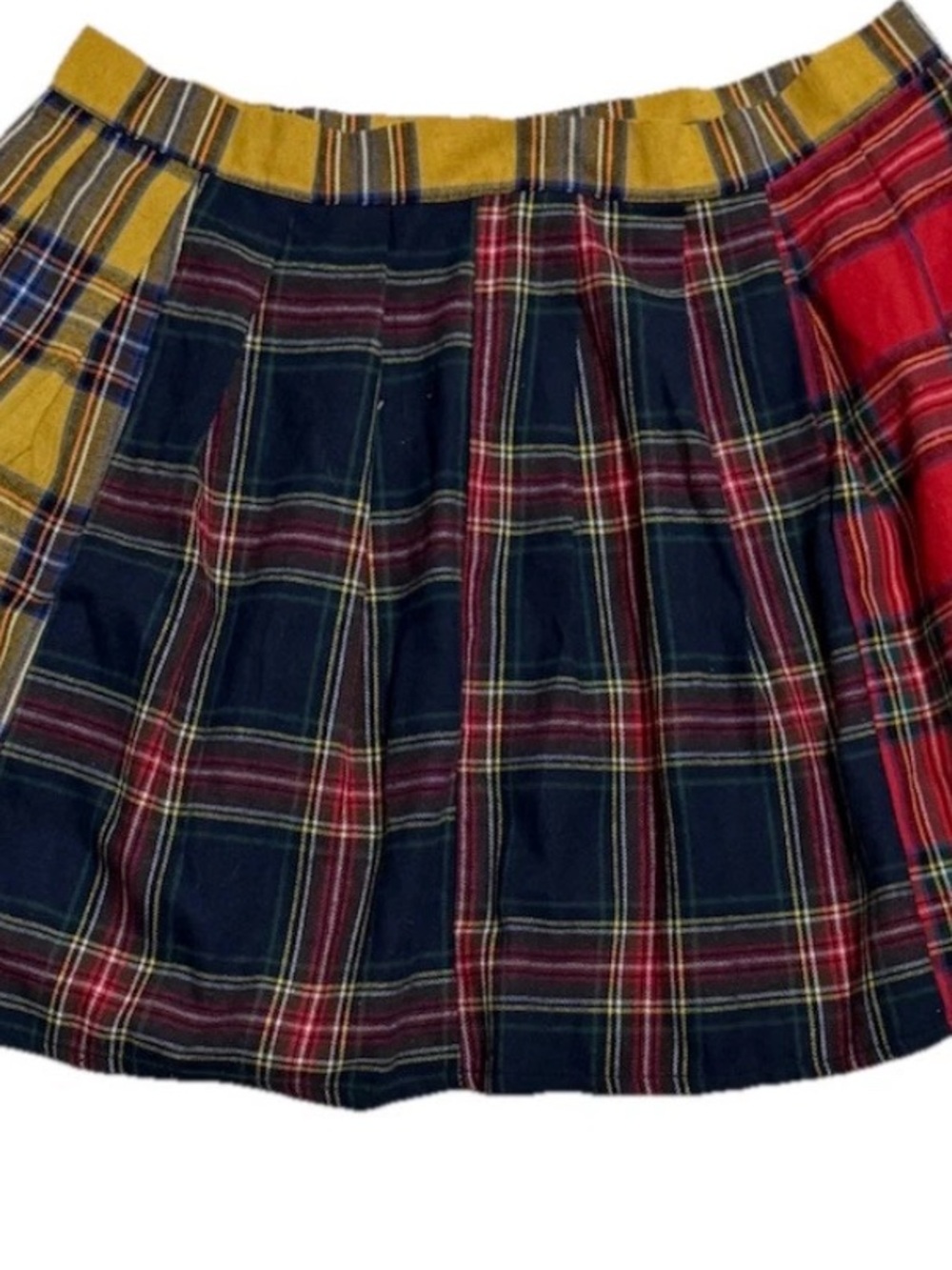 CURVY GIRL 90s Grunge Punk School Girl High Rise Mixed Plaid  Mini Skirt 1XL